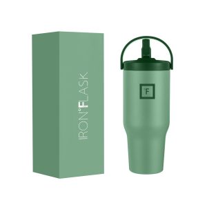 Iron Flask 30 Oz Sidekick Insulated Tumbler | Leakproof Travel Mug with Straw & Foldable Handle for On-the-Go