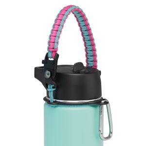 Iron Flask Wide Mouth Paracord Handle | Durable Survival Strap with Safety Ring & Carabiner for Water Bottles